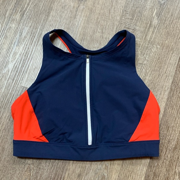 Athleta Red and Blue Halter Neck Sports Bra Women's Size Medium - Picture 1 of 7